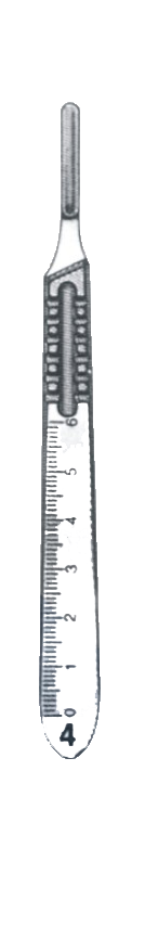 Scalpel Handles, Knife Handle No. 4 Fitting Surgical Blades Nos. 20 thru 25, Extra Fine, Same as No.107-H, But Economy Grade, Rustless, Nickle Plated - Garana Industries