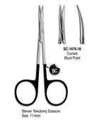 Steven Tenotomy Super Cut Scissor Curved Blunt Point 11.4cm with Black Color Rings
