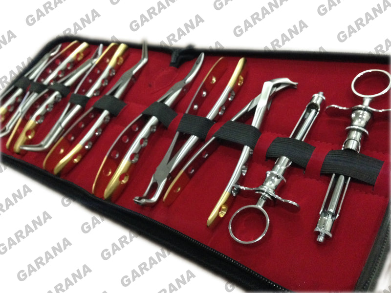 Dental Extracting Forceps Crown Remover & Syringe Kit of 10 Pcs