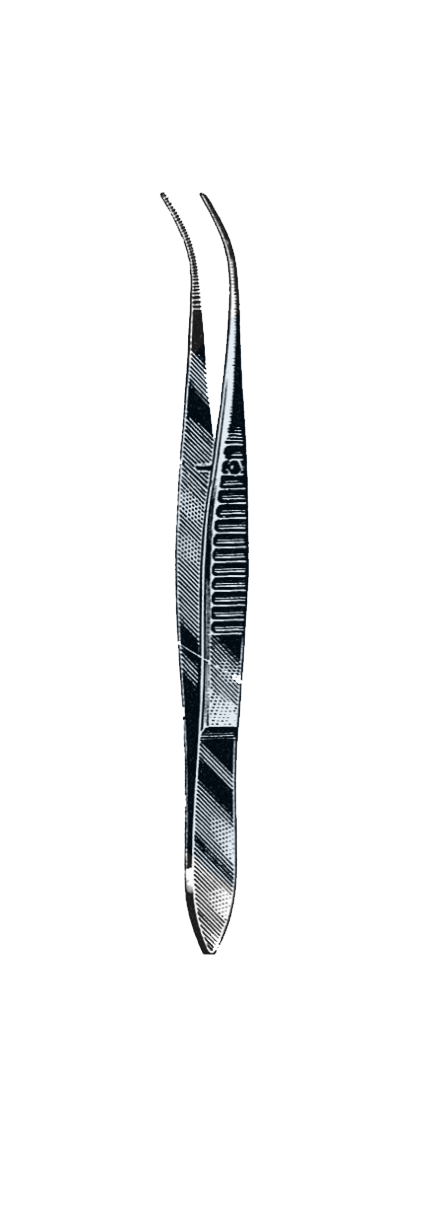 Eye Dressing Forceps, Serrated, Half Curved 4" (10 cm) - Garana Industries