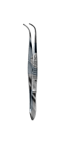 Eye Dressing Forceps, Serrated, Full Curved 4" (10 cm) - Garana Industries