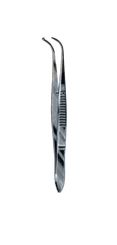 Iris Forceps, 1 x 2 Teeth, Full Curved 4" (10 cm) - Garana Industries