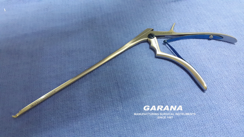 Kerrison Rongeurs Bite Size 1MM 45 Degree Up Bite 9" Shaft, Blue Center Screw