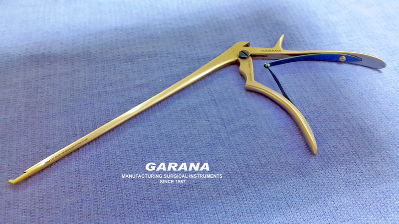 Kerrison Rongeurs Bite Size 2MM 45 Degree Up Bite 9" Shaft, Blue Center Screw