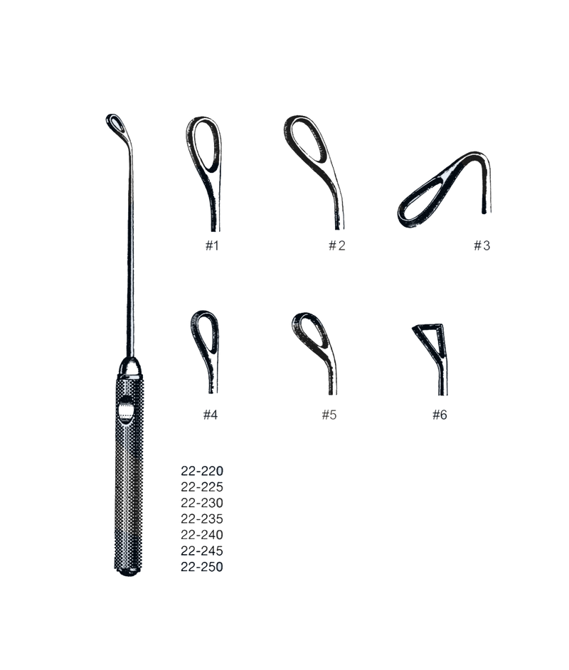 Coakley Ethmoid Currettes 6 1/2" (16.5 cm), Set Of Six - Garana Industries