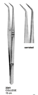 Dental Tweezers College 15cm Serrated Plain Pattern