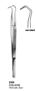 Dental Tweezers College 14.5cm Serrated