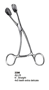 Tissue Forceps Allis 6" Straight 4x5 teeth Extra Delicate