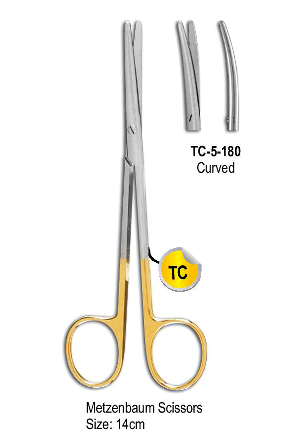 TC Metzenbaum Scissor Curved 14cm with Gold Plated Rings