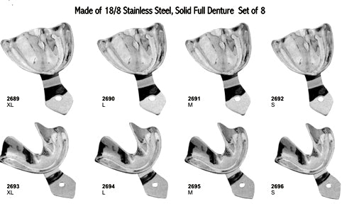 Impression Trays Solid Full Denture Set of 08 Pieces