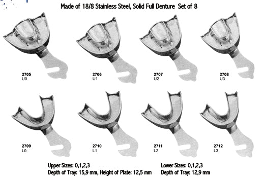 Impression Trays Solid Full Denture Set of 08 Pieces