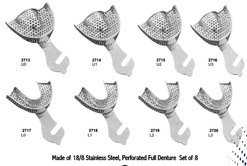 Impression Trays Perforated Full Denture Set of 08 Pieces