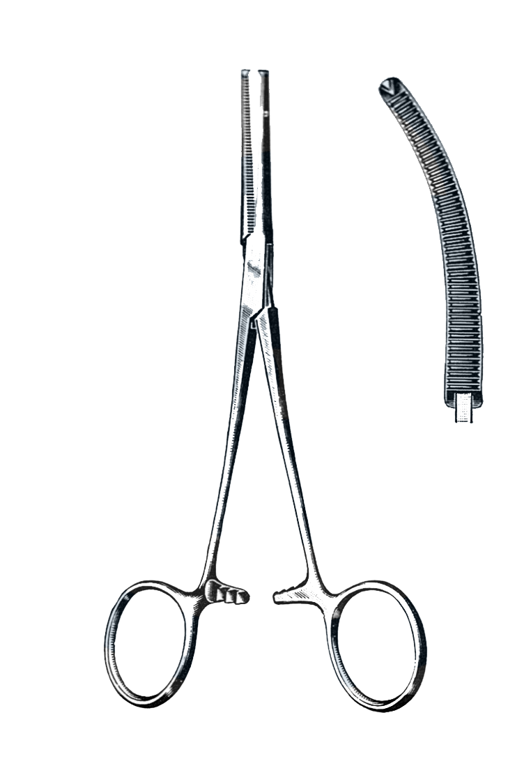 Rochester-Ochsner Thoracic Forceps, 1 x 2 Teeth, Curved 10" (25 cm) - Garana Industries