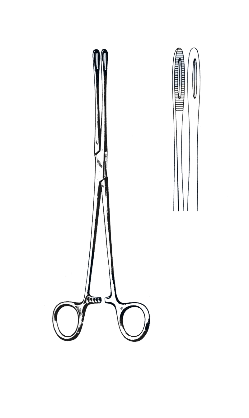 Fletcher Cervix Holding Forceps, Serrated, Straight 9 1/2" (25 cm) - Garana Industries