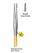Dressing Forceps Cross Serrated 15.2cm with Gold Plated