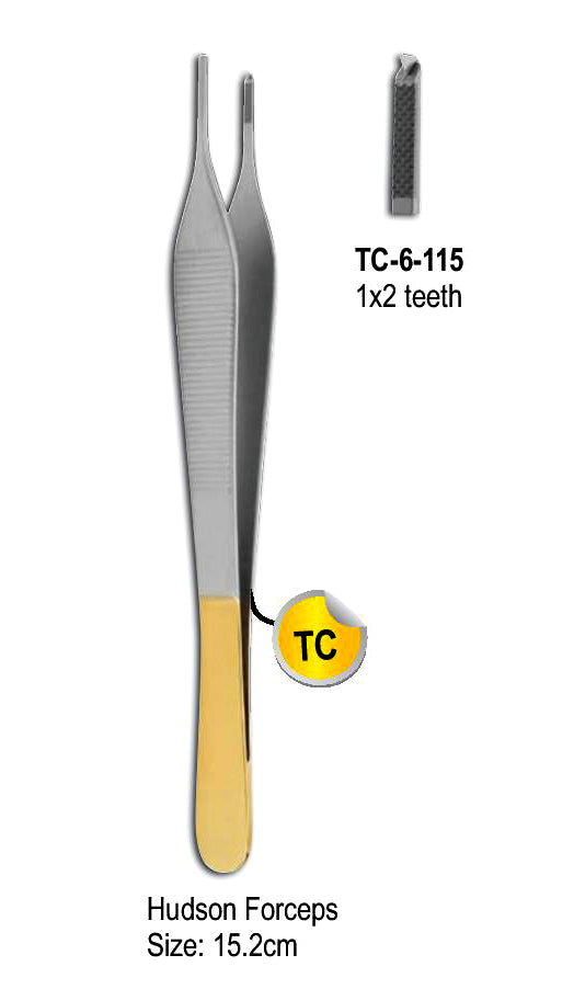 Hudson Forceps 1 x 2 Teeth 15.2cm with Gold Plated