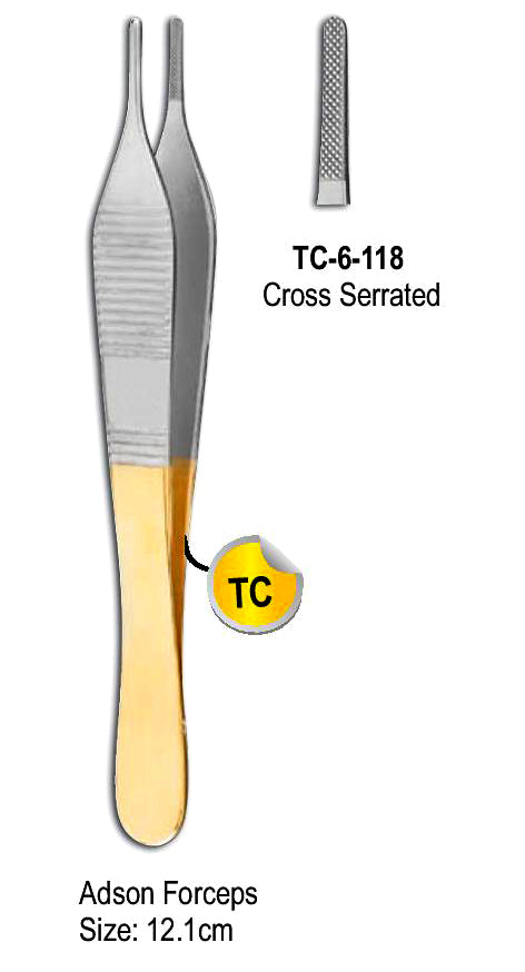 Adson Forceps Cross Serrated 12.1cm with Gold Plated