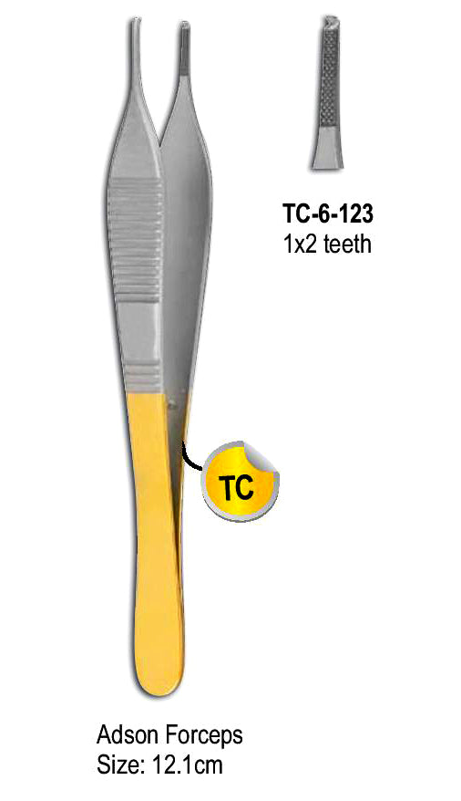 Adson Forceps 1 x 2 Teeth 12.1cm with Gold Plated