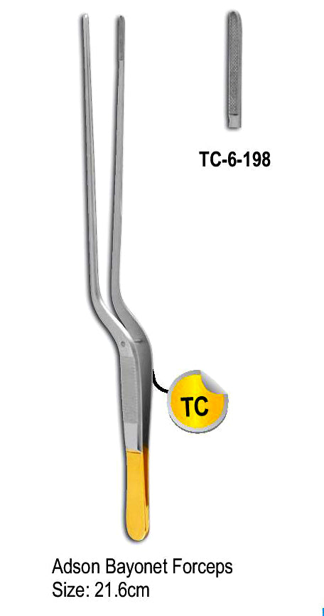 Adson Bayonet Forceps 21.6cm with Gold Plated