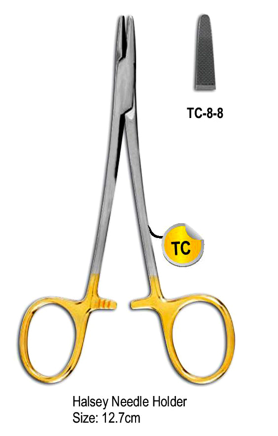 TC Halsey Needle Holder 12.7cm with Gold Plated Rings