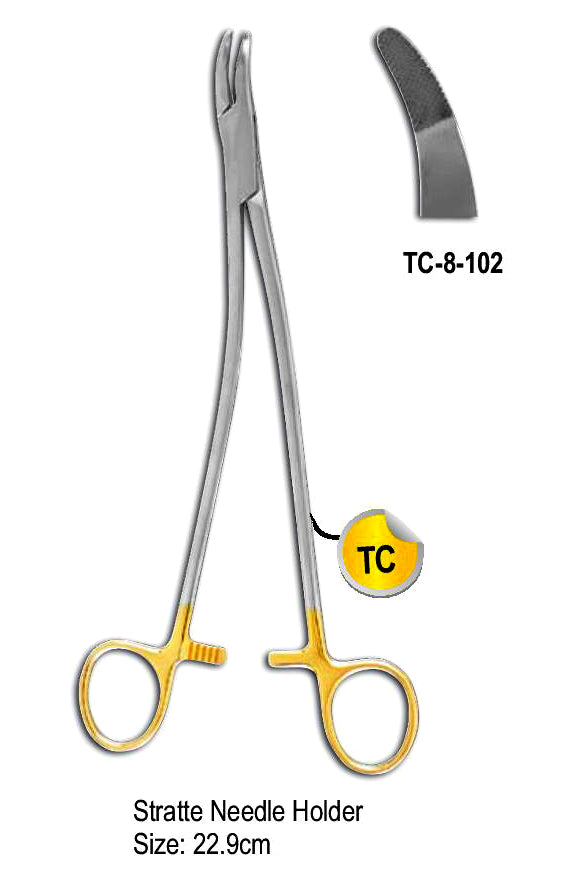 TC Stratte Needle Holder 22.9cm with Gold Plated Rings