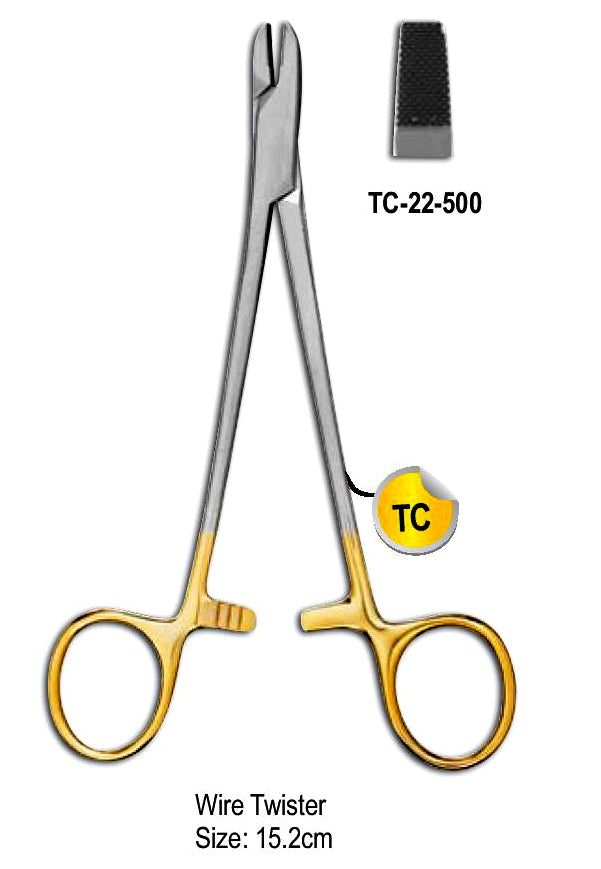 TC Wire Twister Needle Holder 15.2cm with Gold Plated Rings