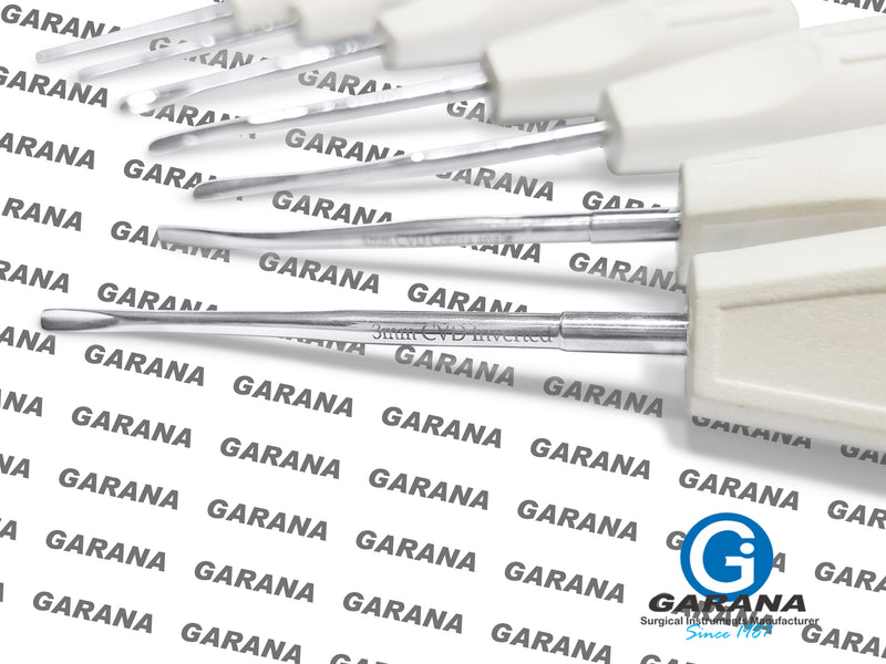 Dental Luxating Elevator White Plastic Handle Inverted Curve Packed in Kit