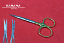 Iris Scissor 4.5" Straight T.C, Gold Plated Handles Premium Grade