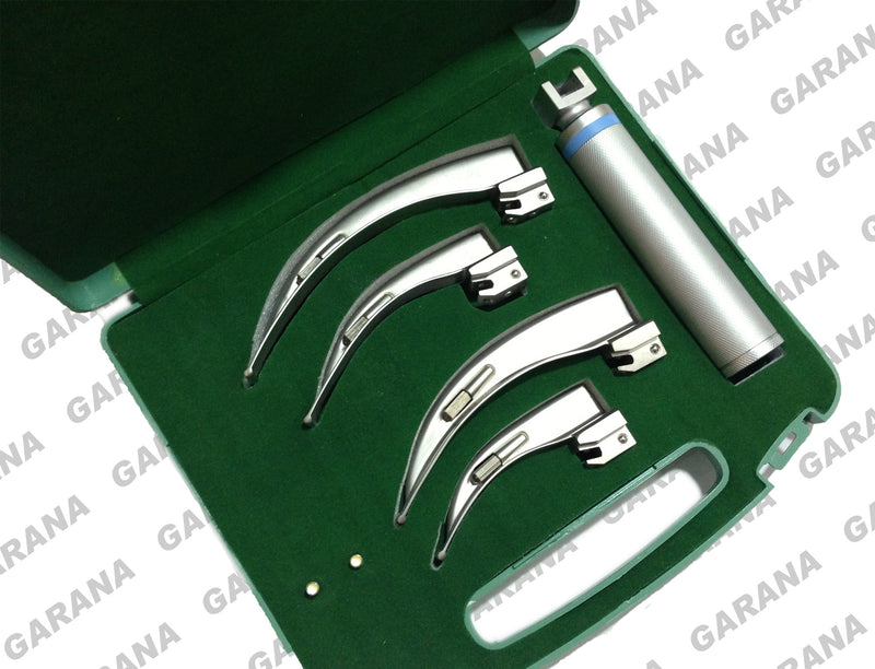 Laryngoscope Set Macintosh 4 Blades & 1 Handle in Plastic Box