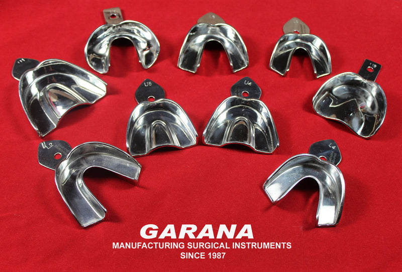 Impression Trays Solid Set of Nine Pieces (L1 L2 L3 L4 L5 U1 U2 U4 U5)