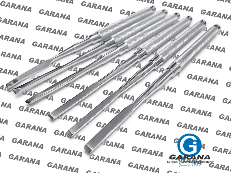 Dental Bone Chisels Set of 6 Pieces (GARDNER # 1, # 2, # 5, # 5R, WAKEFIELD # 1W, # 2W)